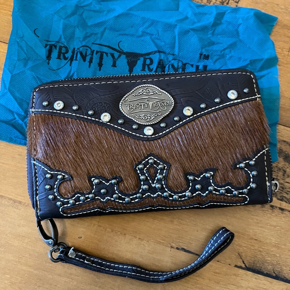 Cow hair Western Trinity Ranch Brown and Black Wallet Wristlet